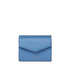 Smythson Envelope Card Case with Coin Purse in Panama - Nile Blue